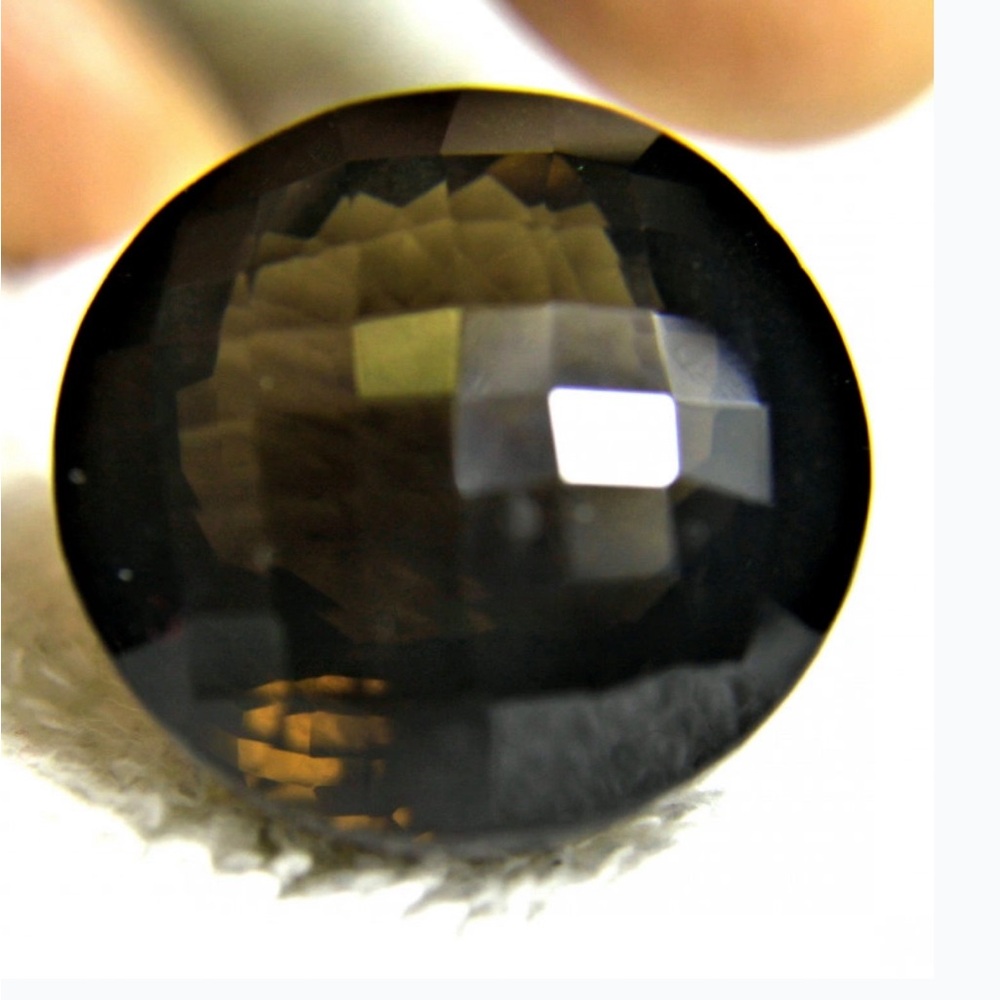 🩶 Rare Find AFRICAN NATURAL SMOKEY QUARTZ ROUND STUD EARRINGS TWISTED SILVER SET - Picture 7 of 8